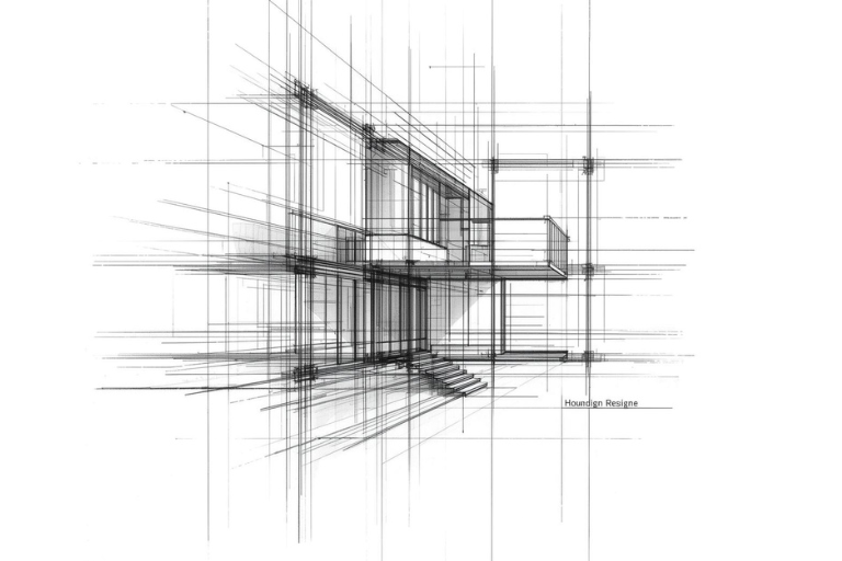 Photo showing architectural drawings