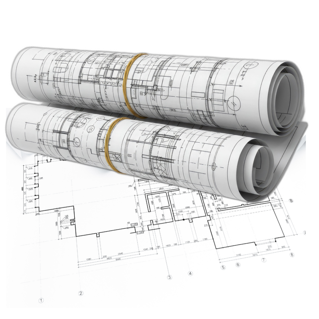 Photo of maps and building structure on paper